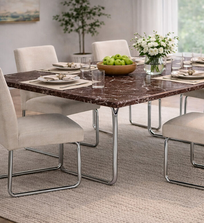Home Deco and More Metal Chrome Base Dining Table, Packshot View