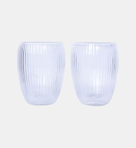 Home Deco and More Double Wall Stripe Clear Glass Mug 2-piece Set - 280ml, Packshot View