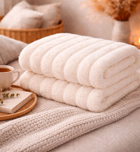 Home Deco and More Plaid Woven Throw Blanket, White, Packshot View