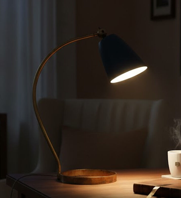 Home Deco and More Rusty Iron Brass Desk Lamp, Blue, 47x13-cm, Packshot View