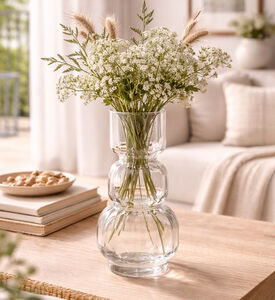 Kersten Three-layer Clear Glass Vase, Transparent, 14x14x31-cm, Packshot View