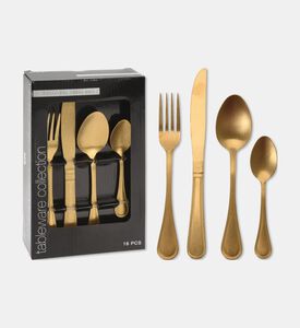 Home Deco and More Gold-tone Matte 16-piece Cutlery Set, Packshot View