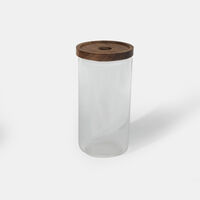 Wooden Lid Glass Storage Pot