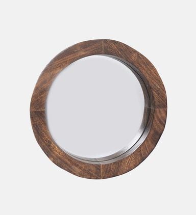 Wooden Frame Round Mirror 38x4.5x38 Cm