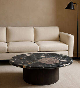 Home Deco and More Gobi Norvigo Marble Coffee Table, Black, 168x99-cm, Packshot View