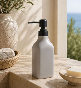 Home Deco and More Matte Stoneware Soap Dispenser, Grey, Packshot View