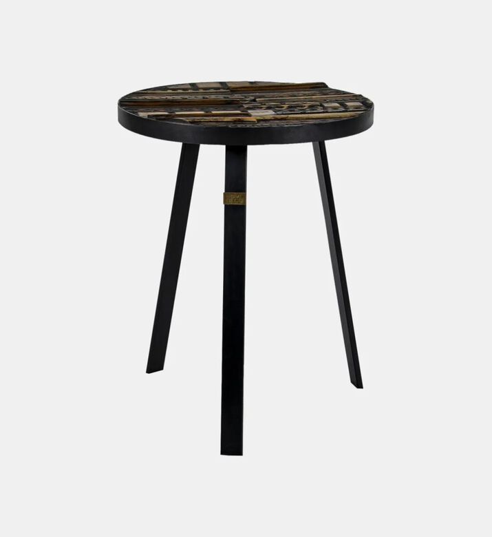 Home Deco and More Fortuna Carved Wood Top Side Table, Packshot View