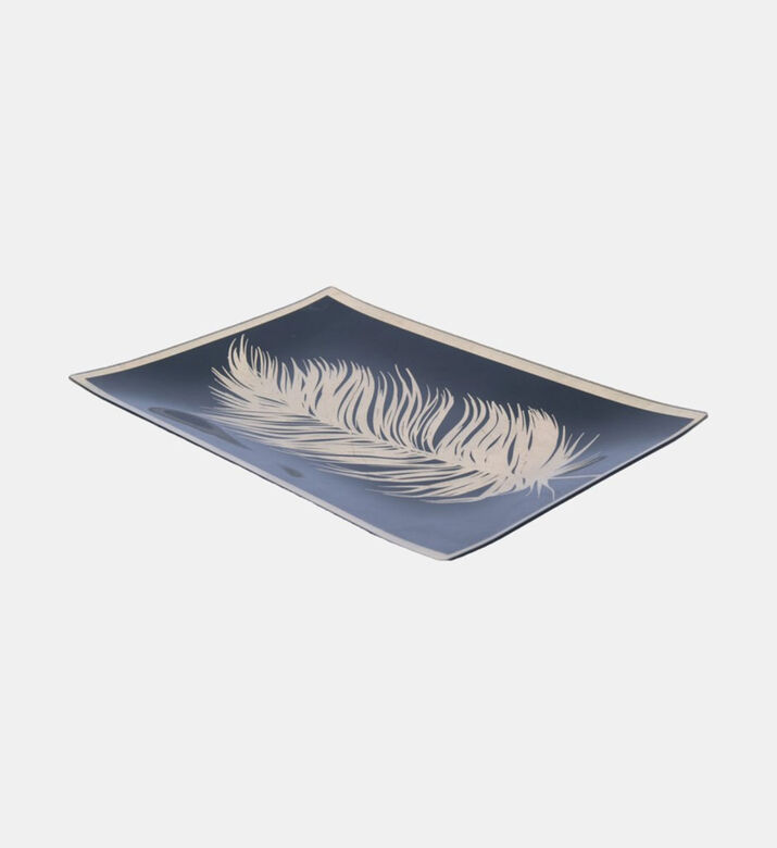 Glass Feather Rectangular Plate
