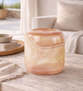 Light and Living Selene Glass Marbled Vase, Light-orange, 20x19.5-cm, Packshot View