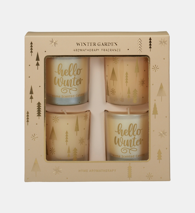 Golden-print 4-piece Scented Candle Set