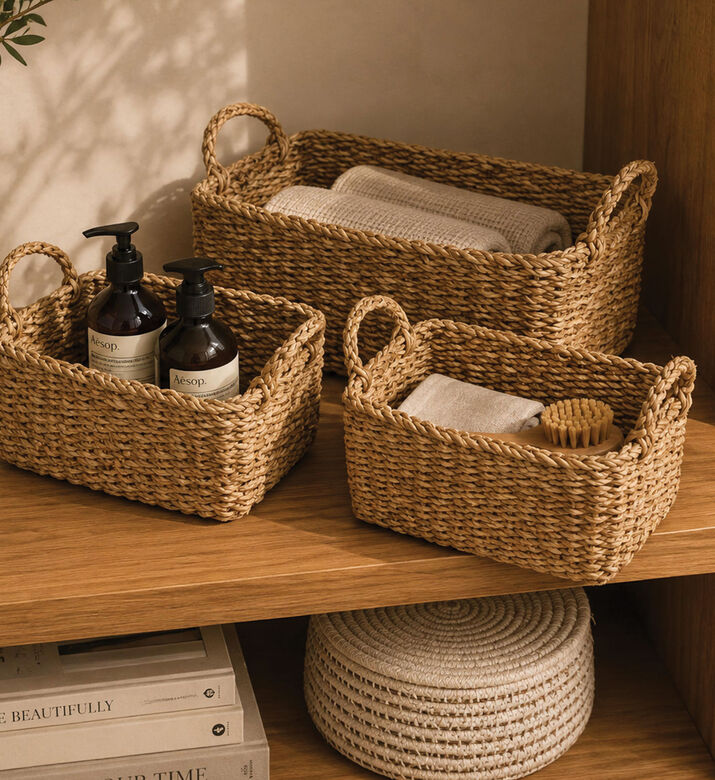 Home Deco and More Willow 3-piece Rectangular-shape Basket Set, Packshot View