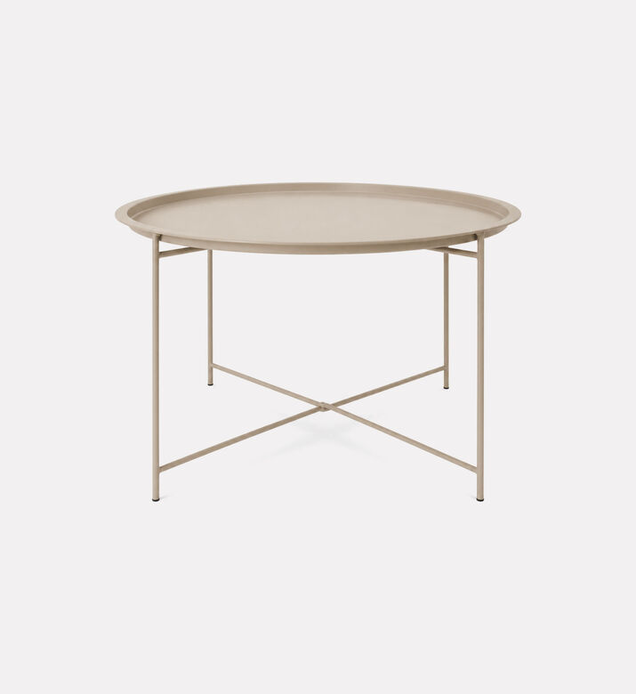 Home Deco and More Rim Top Round Outdoor Table, Beige, Packshot View