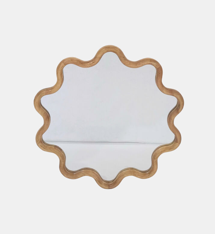 Scalloped Natural Rubberwood Mirror 72x3.5x75cm
