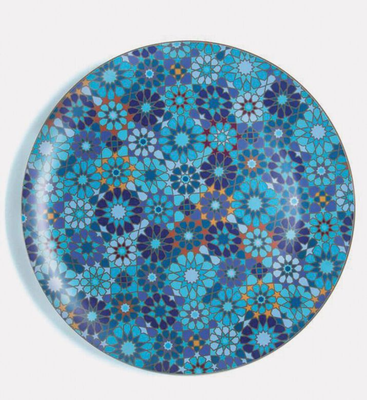 Images D'Orient Moucharabieh Blue Round Laminated Tray, Packshot View