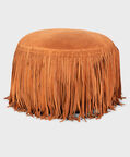 Willow Suede Leather Round Pouf