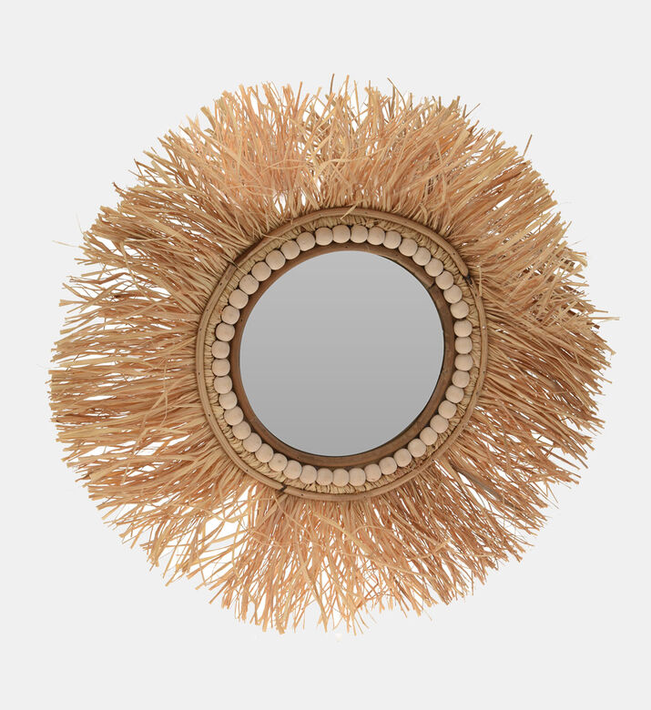 Raffia Beads Hanging Wall Mirror