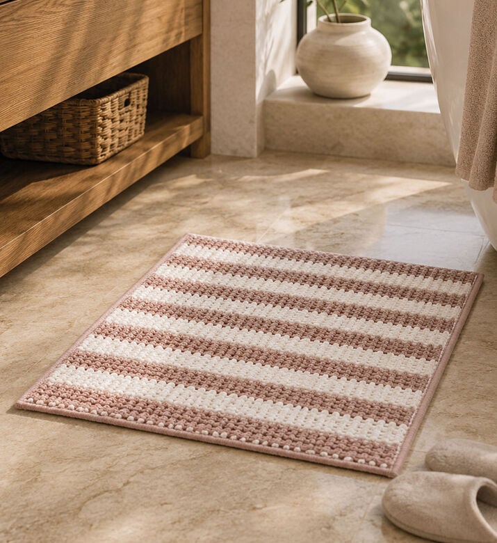 Home Deco and More Chenille Anti-slip Bathroom Mat, Brown, Packshot View