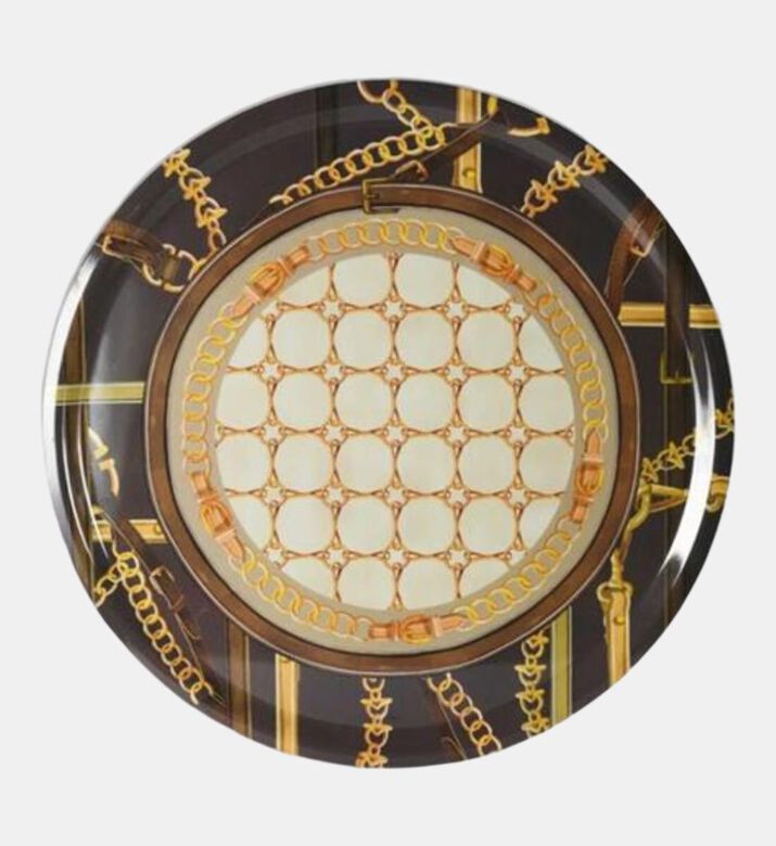 Baci Milano Round Horses Straps Serving Tray 40 Cm, Packshot View