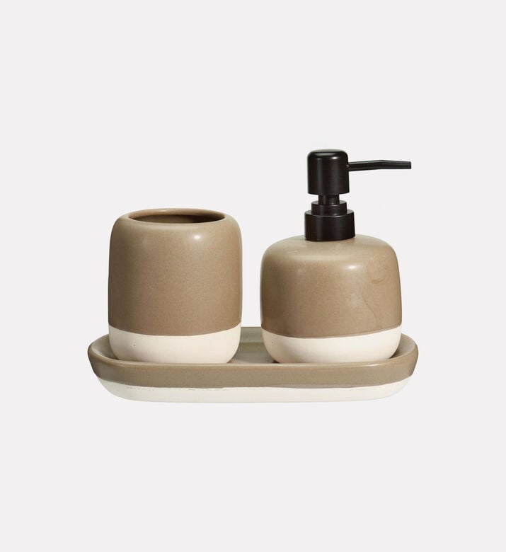 Home Deco and More Dolomite 3-piece Bathroom Set, Brown, Packshot View