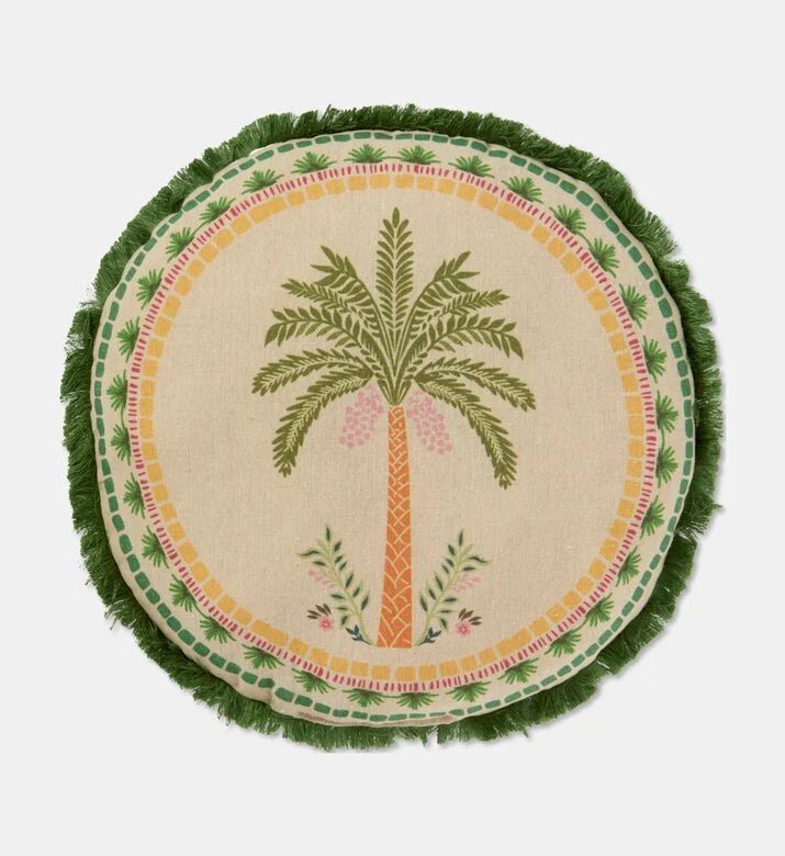 Home Deco and More Palm Design Round Cushion, Packshot View