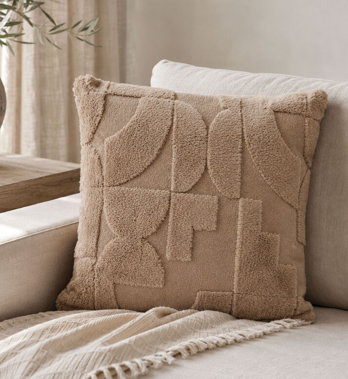 Home Deco and More Abstract Pattern Cushion, Brown, Packshot View