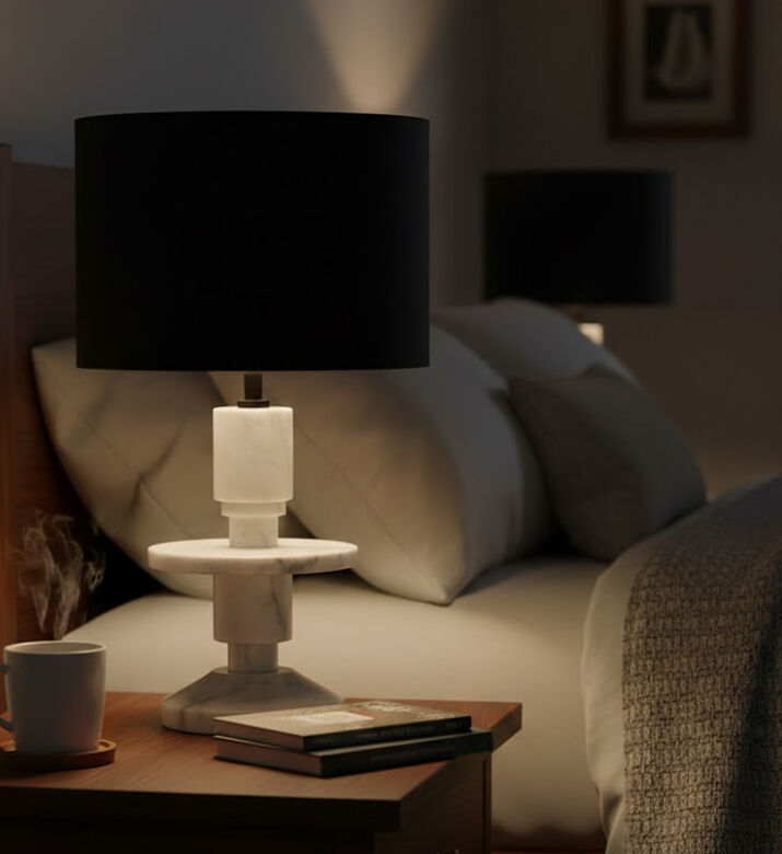 Home Deco and More Lattoo Drum Marble Table Lamp, Packshot View