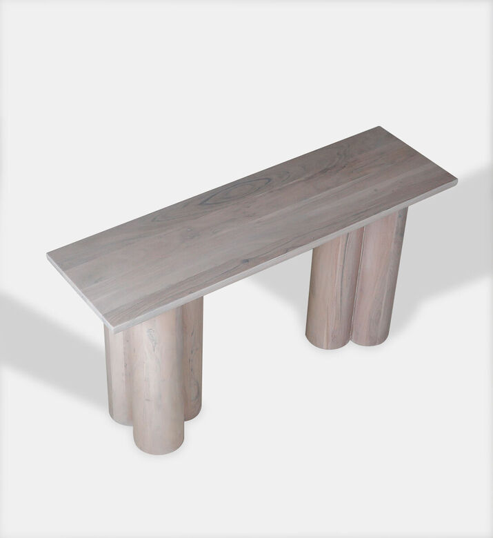 Home Deco and More Acacia Wood Spherical Legs Console, Packshot View