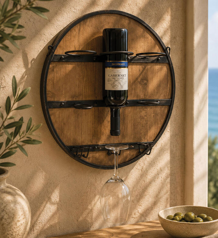 Home Deco and More Round Wood Wine Rack, Packshot View