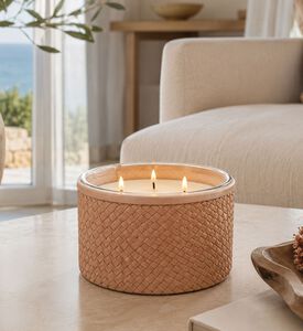 Nour Bougie Fassia Cylinder Candle, Beige, 10.5-cm, Packshot View