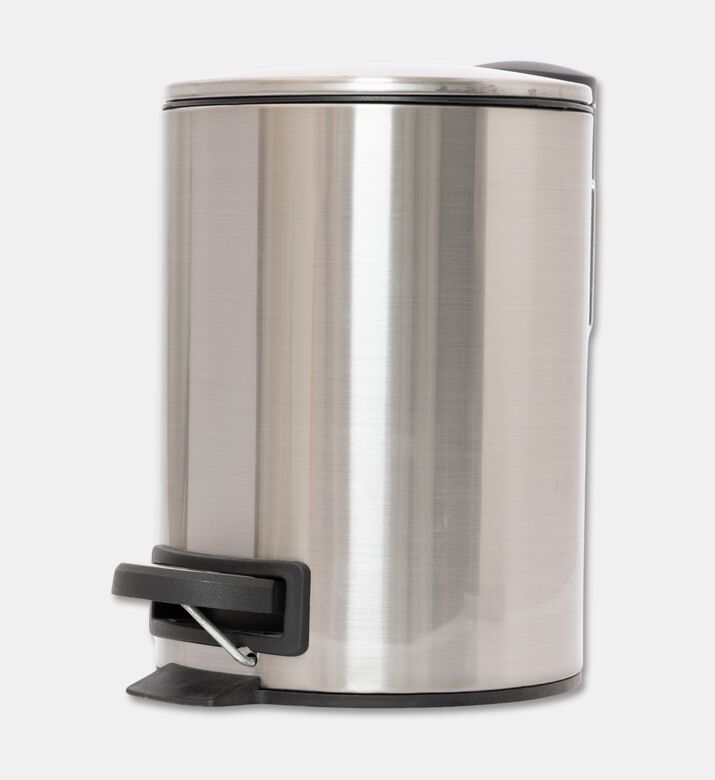 Home Deco and More Stainless Steel Torno Soft Close Pedal Bin, Silver, 3-l, Packshot View