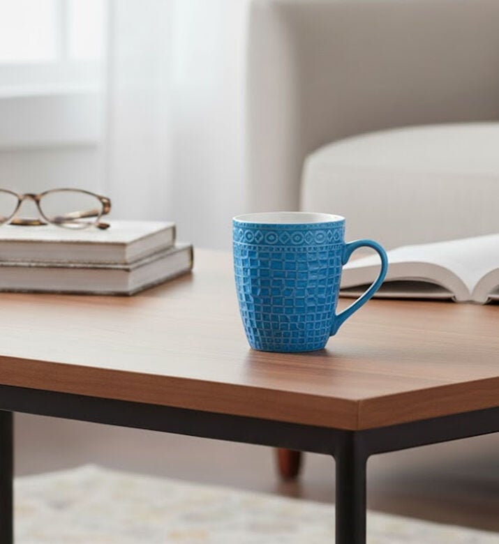 Excellent Houseware Porcelain Printed Mug, Blue, Packshot View