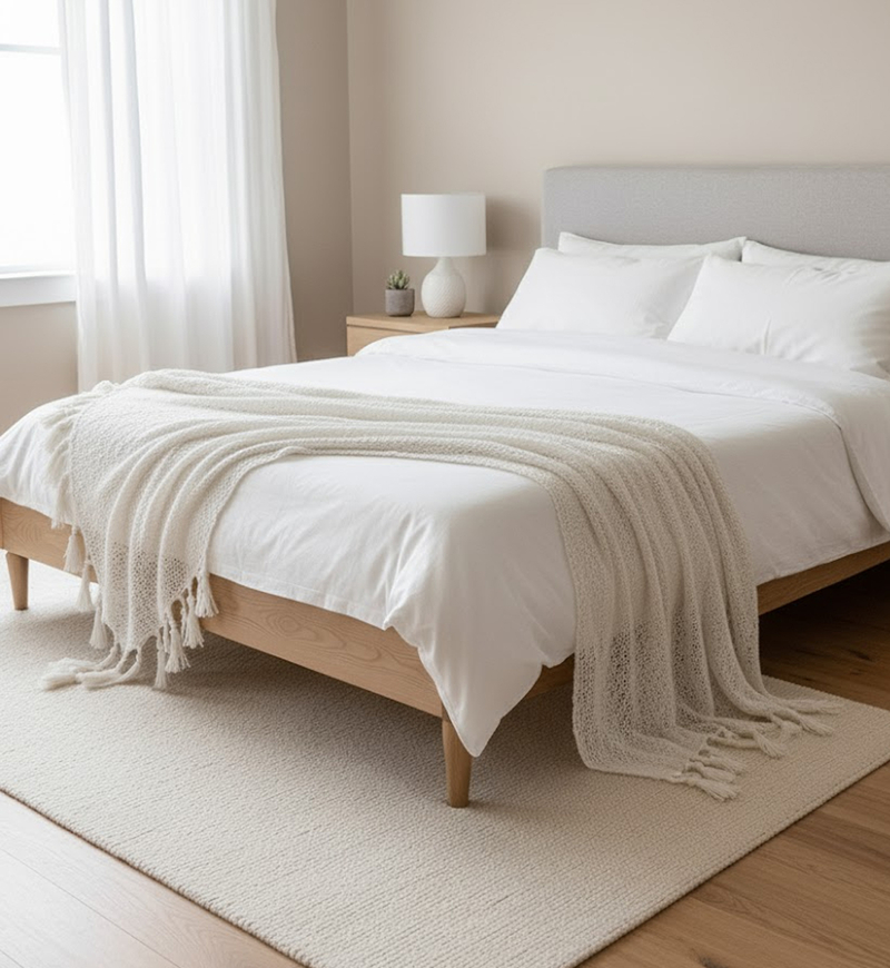 Fafa Plain Side-fringes Throw