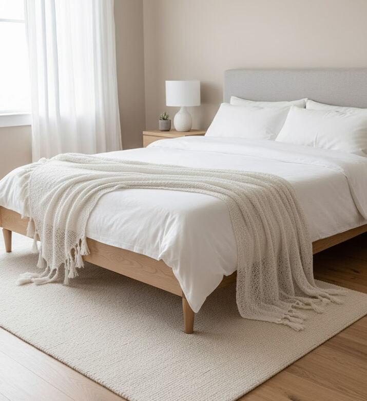 Alexandre Turpault Fafa Plain Side-fringes Throw, Off-white, 140x180-cm, Packshot View