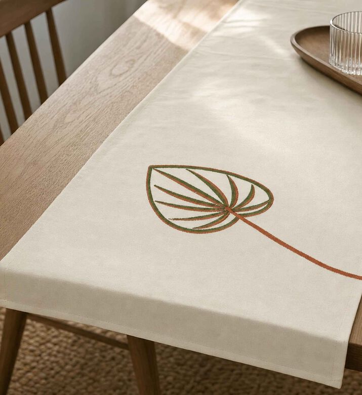 Home Deco and More Leaf Embroidered Table Runner, Model View