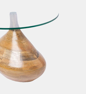 Home Deco and More Tally Wooden Glass Side Table, Natural, Packshot View