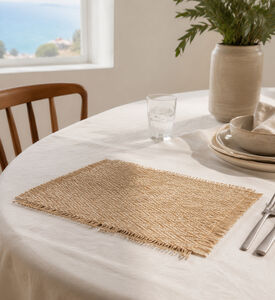 Home and Styling Individual Jute Square Placemat, Natural, Packshot View