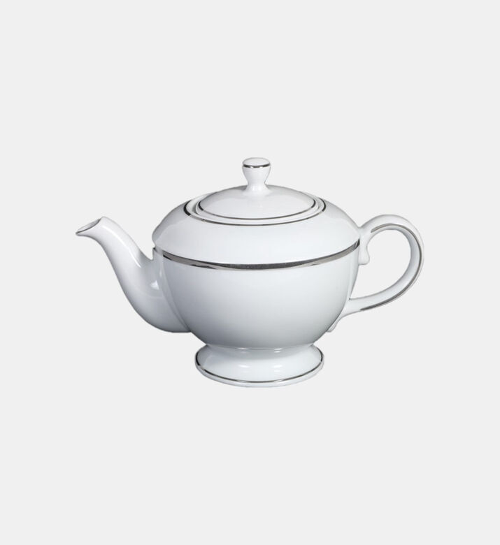 Home Deco and More Silver-rimmed Porcelain Tea Pot, Packshot View