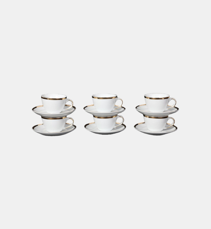Gold-rimmed Coffee Cups 6-piece Set