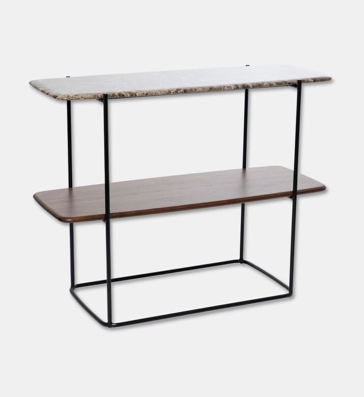 Home Deco and More Shard Single 2-shelves Shelving Unit, Walnut, Packshot View
