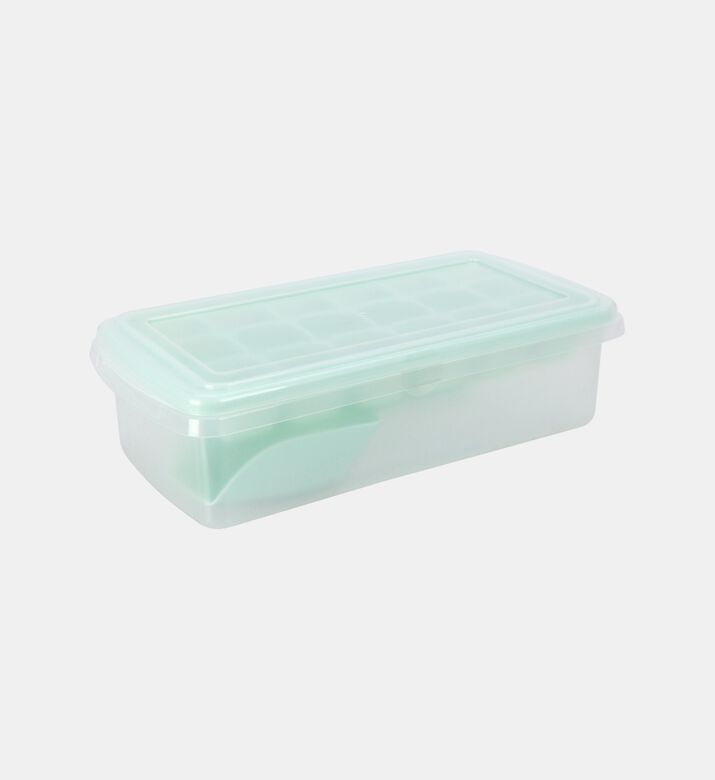 Excellent Houseware Plastic Spoon Lidded Ice Cube Maker, Green, Packshot View