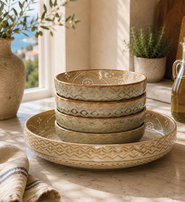 Home Deco and More Vintage Kafuh 5-piece Rice Bowl Set, Packshot View
