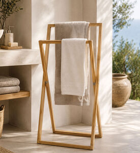 Home Deco and More Bamboo Folding Towel Rack, Packshot View