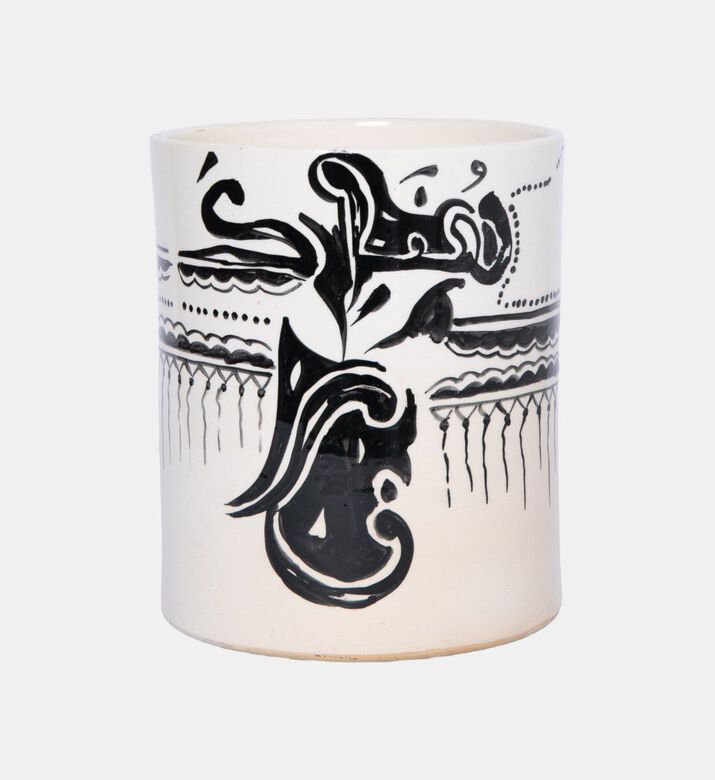 Nour Bougie Arabia Ceramic Pot Candle, White, 12-cm, Packshot View
