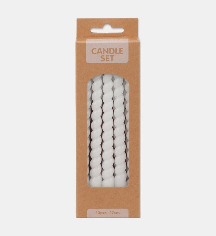 Home Deco and More Twisted Design Uscented Candle, White, Packshot View