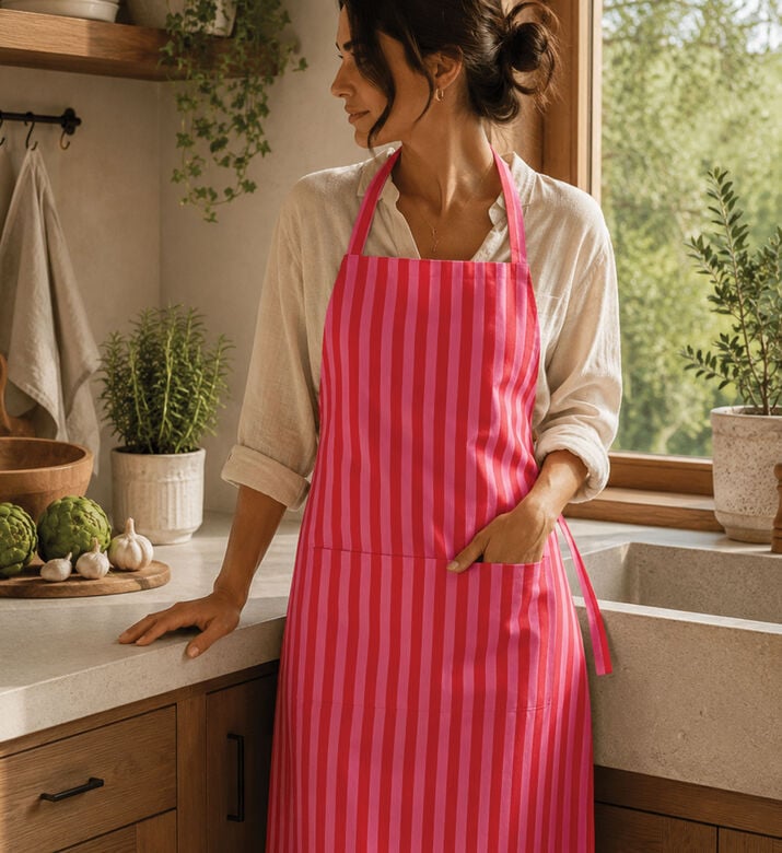 Home Deco and More Cotton Woven Pocket Apron, Red, Packshot View