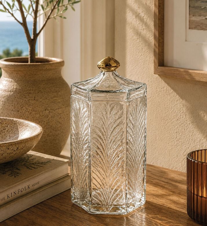 Bruco Glass Hexagonal-shape Jar, Clear, 13x25-cm, Packshot View
