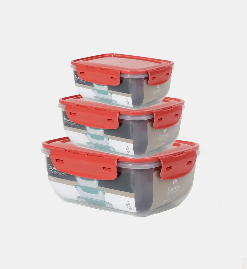 Plastic Lid 3-piece Storage Box Set