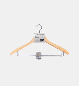 Home Deco and More Wooden Shirt Hangers Metal Clip 3-piece Set, Packshot View
