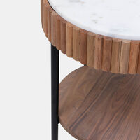 Acacia Wood Ribbed Side Table