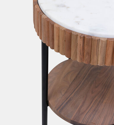 Acacia Wood Ribbed Side Table